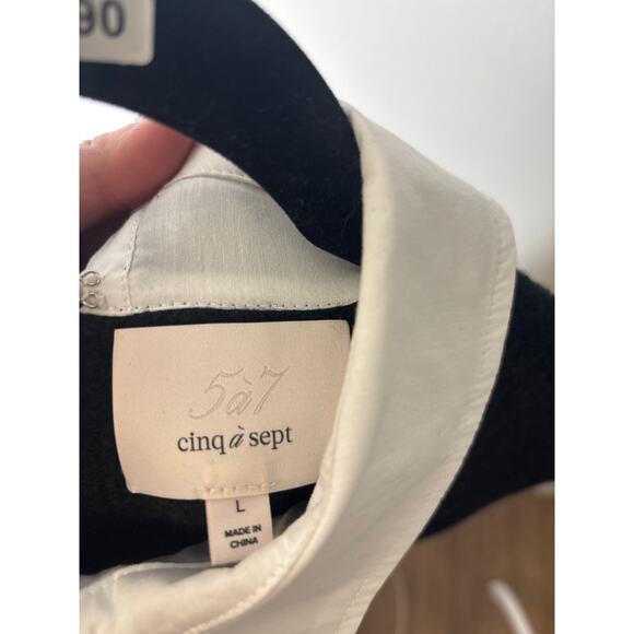 Cinq A Sept Black Sweater With Mock White Shirt (One PIece) Sz L - Picture 3 of 3